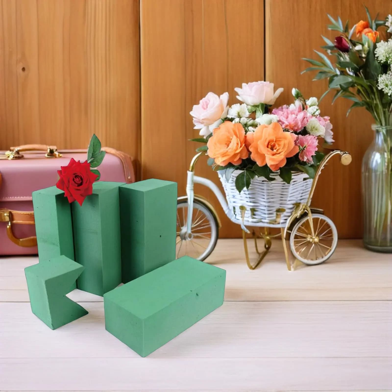 Floral Block Flower Brick Green Moisture Retaining Floral Foam for Flower Arrangement Wedding Home Garden Florist Supplies