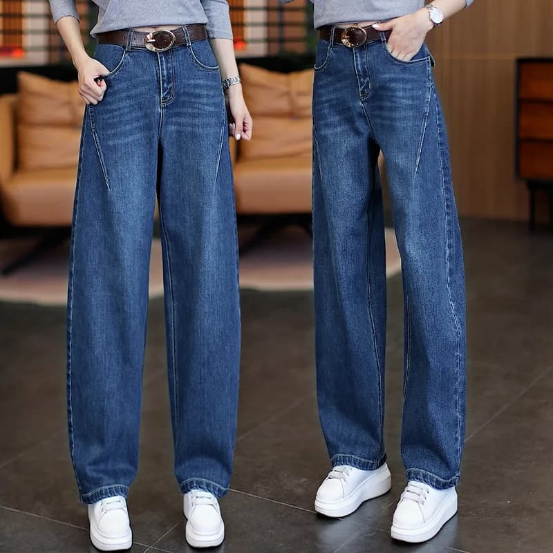 Jeans vintage Scimitar a gamba larga da donna, pantaloni larghi snellenti a vita alta in stile americano nuovo autunno