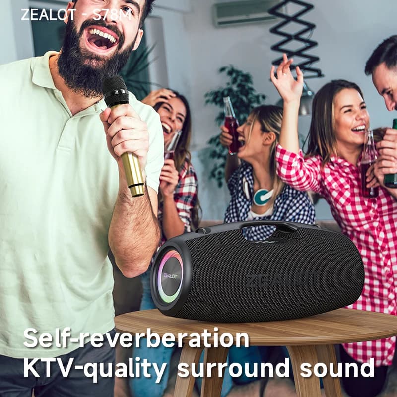 Zealot-s78 Karaoke Portable Bluetooth Speaker, Wireless Portable Speaker with 1-2 Microphone, Karaoke Machine for Home