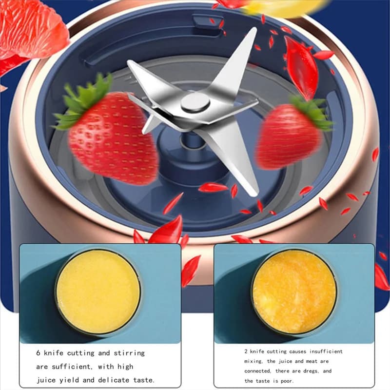 MAKE- Spremiagrumi per frullati e spremiagrumi Frullatori portatili ricaricabili tramite USB con 6 lame affilate facili da pulire