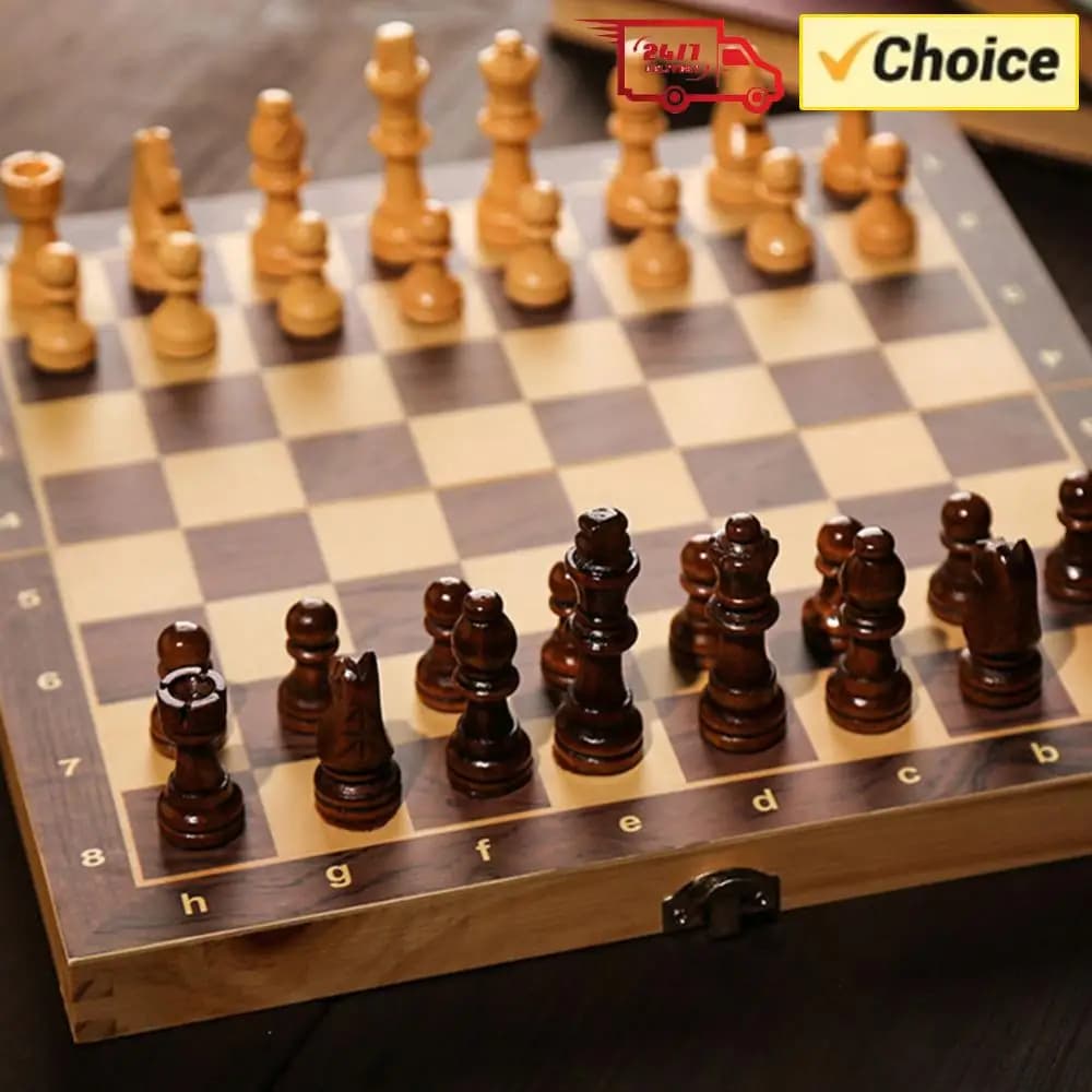 29x29cm 3 in 1 Chess Chekers Backgammon Developing Strategic Thinking Chess Wooden Set Best Gifts No Toxic for Kids Adults