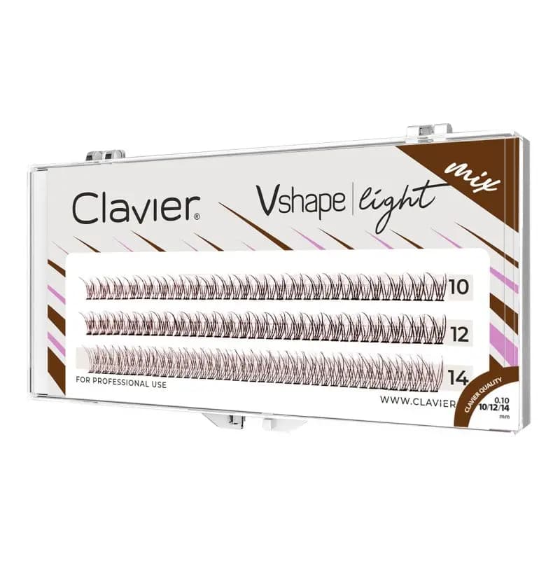 Clavier Brown Vshape Eyelashes 3 files Fake eyelashes for make-up Natural effect Professional use
