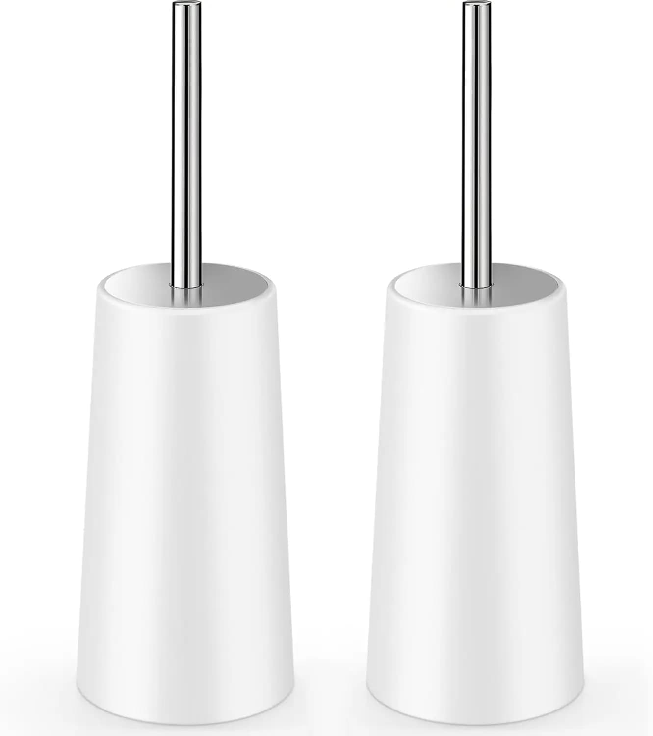 Confezione da 2 scoppiettoni con supporto, manico lungo in acciaio inossidabile 304, ergonomici e resistenti per la pulizia del bagno