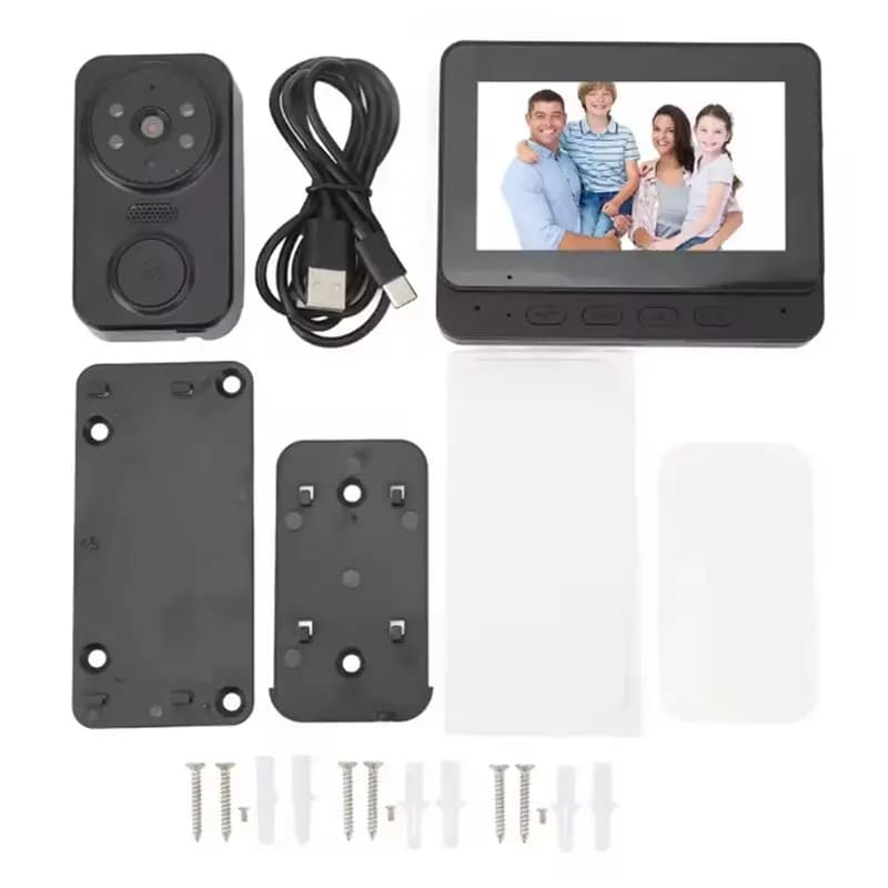 AUAU-2.4G Campanello Intercomunicante Wireless WiFi con Schermo, Monitoraggio Video Intelligente ad Alta Definizione, Comunicazione Bidirezionale e Visione Notturna