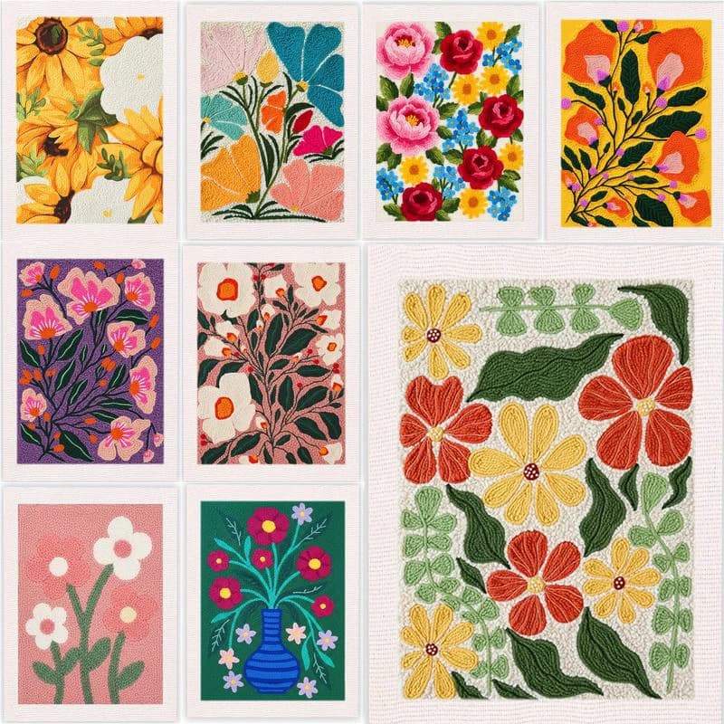 GATYZTORY 25x30cm Punch Needle Embroidery Home Wall Decor Diy Making Kits Floral Needle Punch Modern Crafts Diy Kits