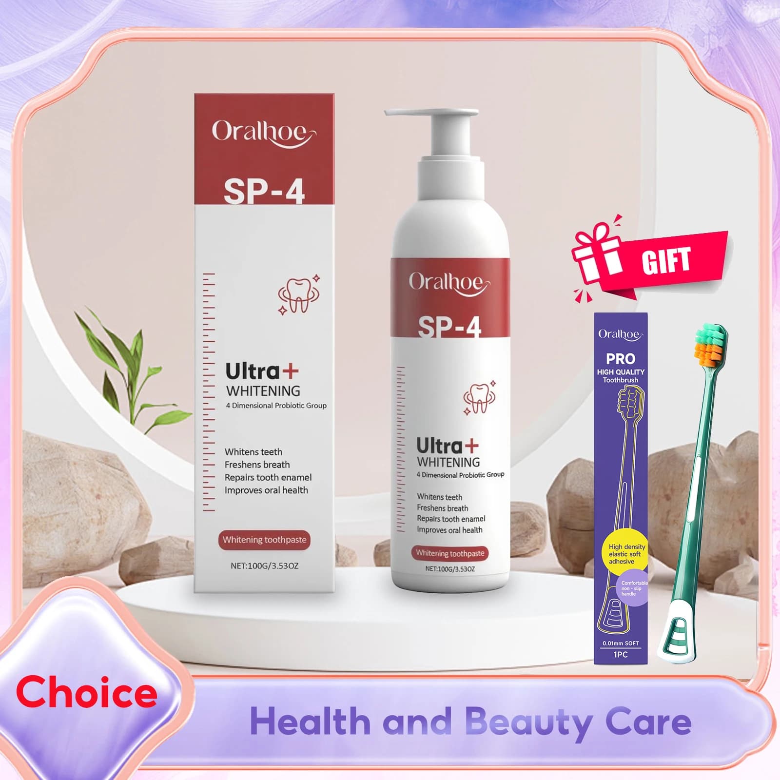 White toothpaste Sp4 Probiotic brightening teeth Remove surface stains Fresh mint flavor Hydrosapatite toothpaste for gum health