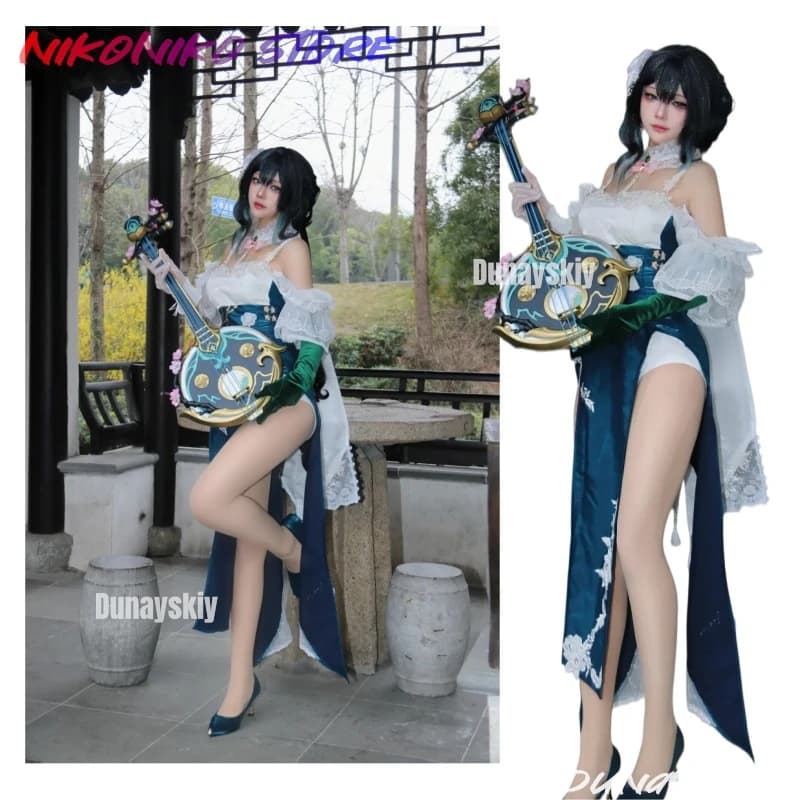 Costume Cosplay Ruan Mei Snow Bloom Plum Letter by Honkai Star Rail, Dress Anime Complete for Halloween Party and Role Games
