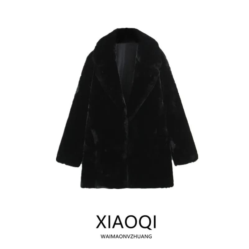 Winter 2025 New Women's Long Sleeve Artificial Fur Effect Coat Jacket Commute Style Medium Length Other Material 100%