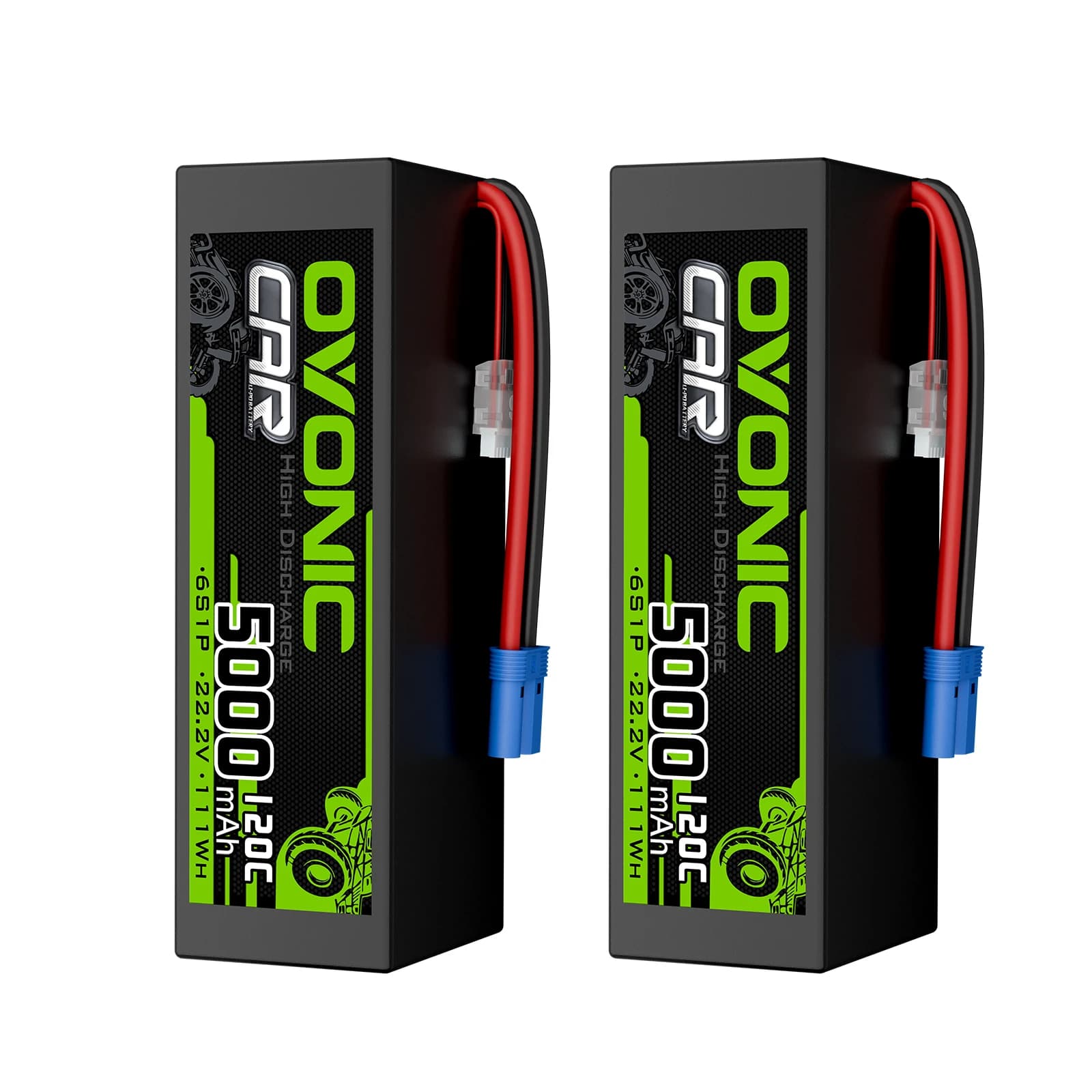 OVONIC 6S Hard Case LiPo Battery 22.2V 5000mAh 120C with EC5 Plug for RC Car RC Truck Airplane Helicopter Boat Car Racing RC Hobby (2 Packs)