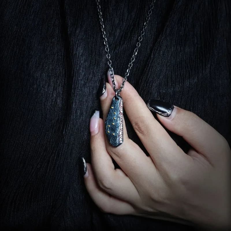Collana da uomo di nicchia con ciondolo in argento thailandese Big Dipper dal design vintage, fatto a mano, con cinabro, regalo taoista