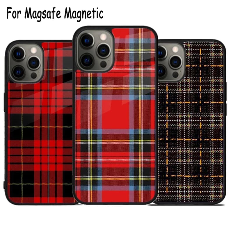 Custodia per telefono con ricarica wireless scozzese scozzese caldo per iPhone 17 Air 15 16 16e 14 13 11 12 Pro Max Plus Magsafe Cover magnetica