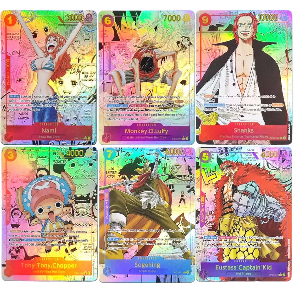 Gioco di carte One Piece fai da te Manga Shanks OP01-120 Rufy EB02-061 Chopper EB01-006 Nami OP01-016 Sogeking Inglese Tcg Anime Carte
