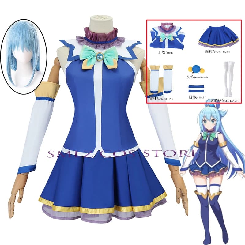 Costume Cosplay Anime KonoSuba: The Blessing of God on This Wonderful World, Complete Set with Dress, Wig and Accessories for Women