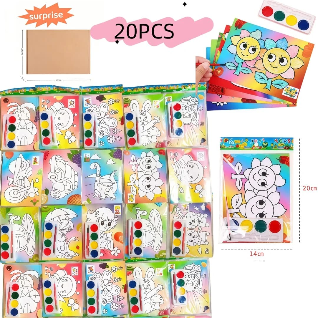 Set Regalo 20 Pezzi Fai-da-Te Multi-Stile Casuale per Colorare e Dipingere, Ideale per Feste, Ritorno a Scuola, Premi e Carnevale