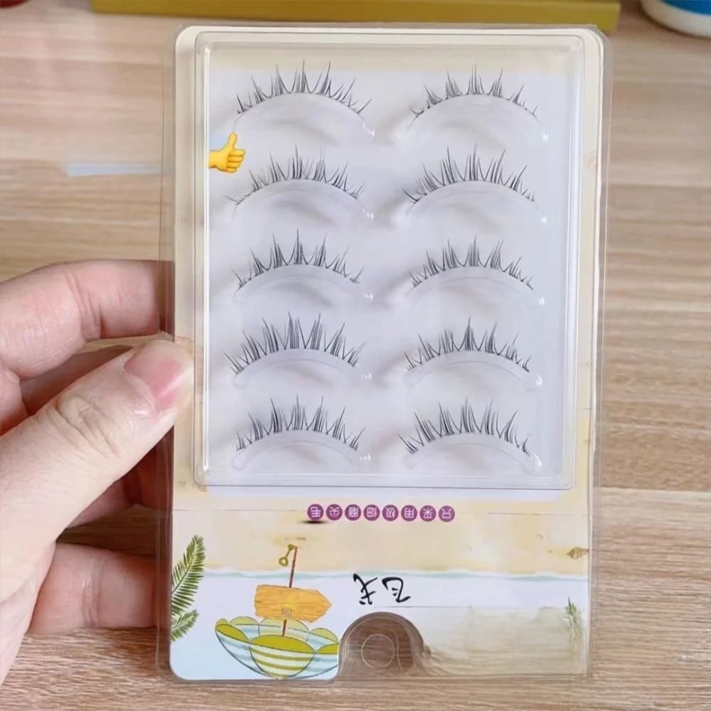 5 pairs of new fake eyelashes with transparent stem, natural soft eyelashes, sleeves, thick eyes, eyelash extension, eye makeup