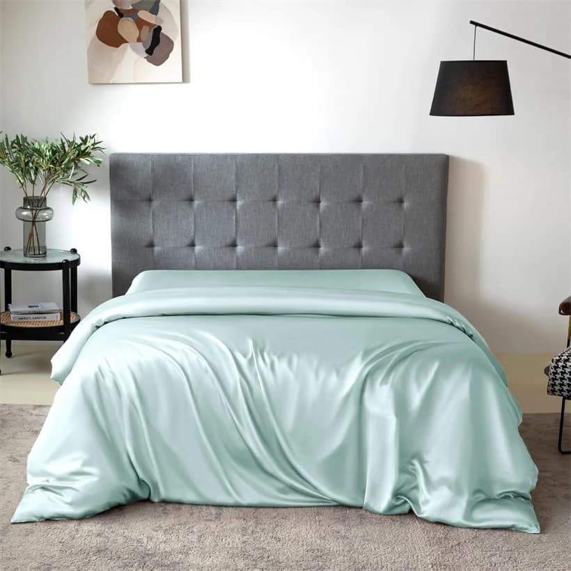 Luxury Mulberry Silk Duvet Cover 1 Piece, Ultra Soft Silk Quilt Cover, Double Queen King Size Bedding Blanket Cover with Zipper