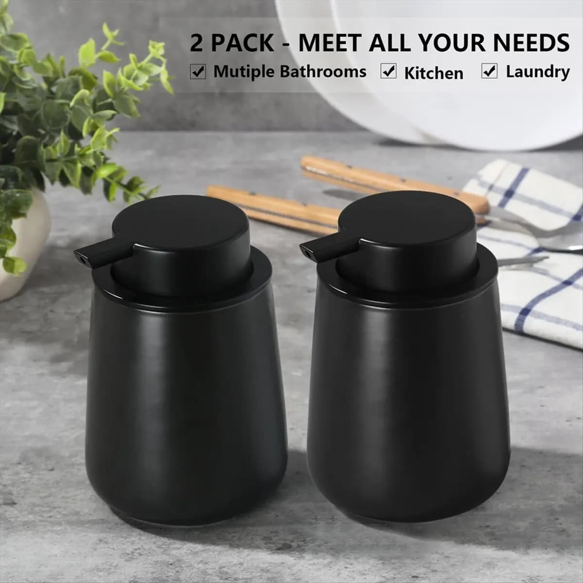 Dispenser di sapone schiumogeno A78I, confezione da 2 dispenser di sapone schiumogeno per bagno e cucina, flacone con pompa schiumogena da 12 Oz