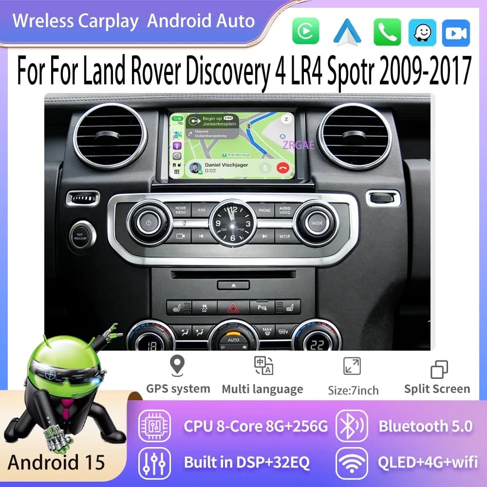 Autoradio Android 15 con Carplay Wireless per Land Rover Discovery 4 LR4 Sport 2009-2017, Lettore Multimediale GPS Bluetooth FM WiFi 4G