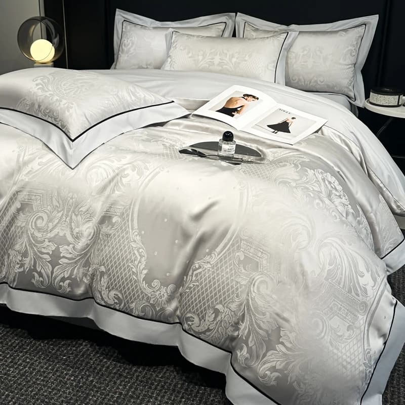 Set soft and silky cotton damask luxury silk cover Set sheet/sheet with corners Lore 4 pieces Set Queen King bed linen