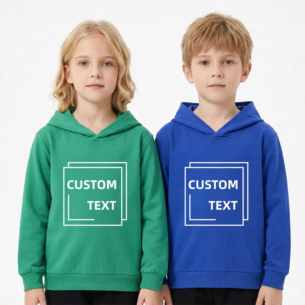 Custom Sweatshirt Kids Boy Girl Hoodies Toddler Pullover Top Add Text Logo Image Name Print Cotton Long Sleeve Design T-Shirt