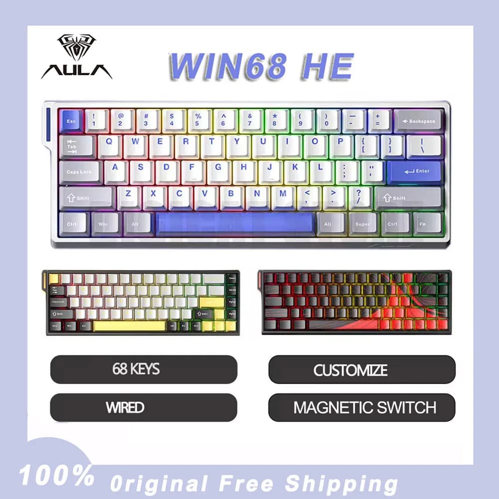Aula Win68 HE Magnetic Switch MIni Gaming Keyboard E-sport 8k Mechanical Keyboard RGB Custom Hot Swap for PC Gamer Gift