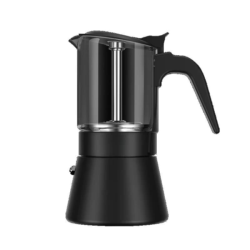 304 Stainless Steel 240 ml Moka Pot with Double Valve Visible High Pressure Glass Italy Moka Coffee Machine