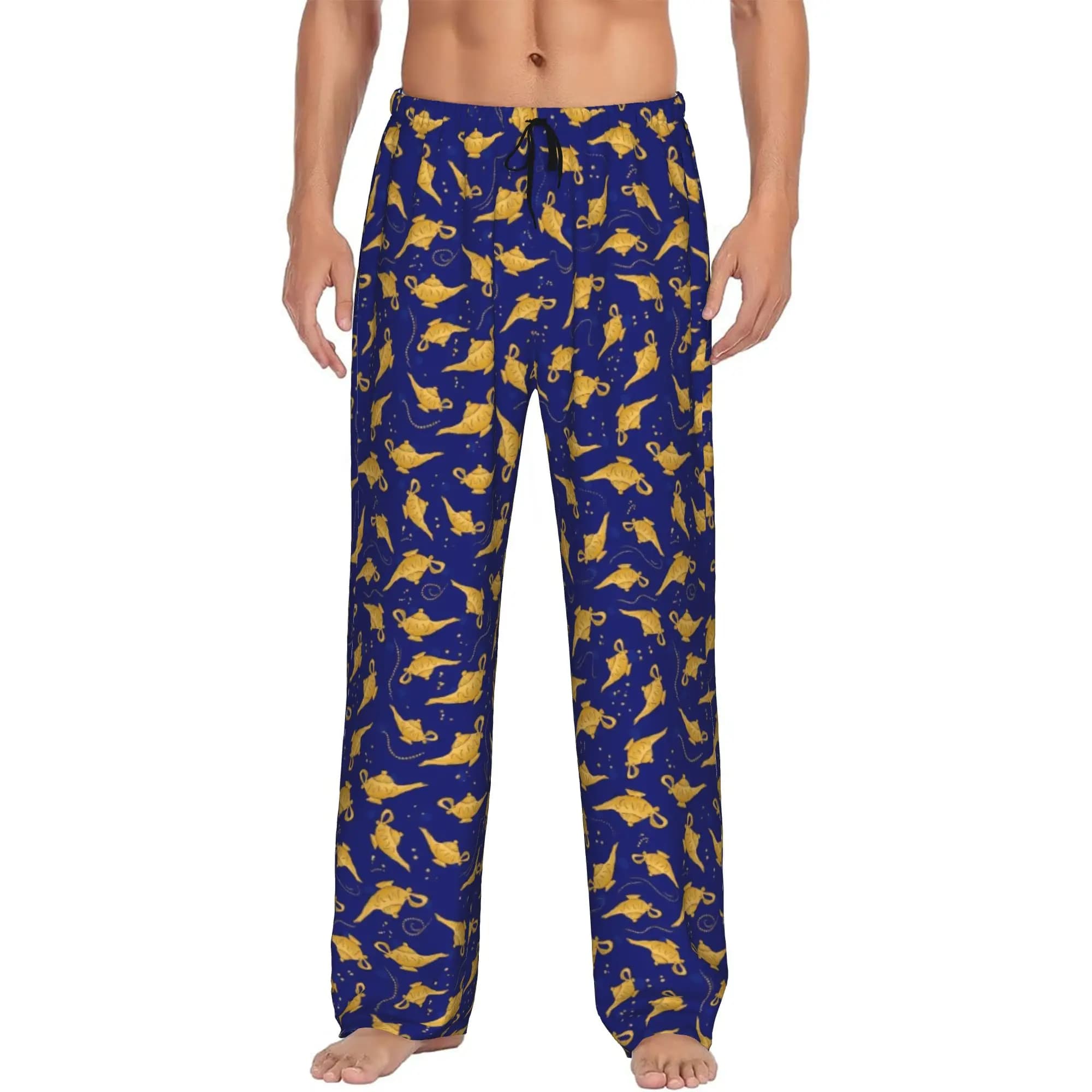 Custom Men Cute Cartoon A-Aladdin Pajama Pants Printed Sleep Sleepwear Bottoms with Pockets