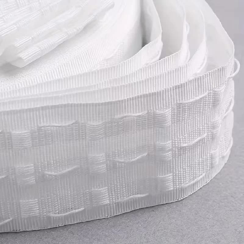 1 rotolo di tessuto bianco per ganci per tende con nastro adesivo per ganci per tende, accessori per tende da doccia, decorazioni per la casa, finestre