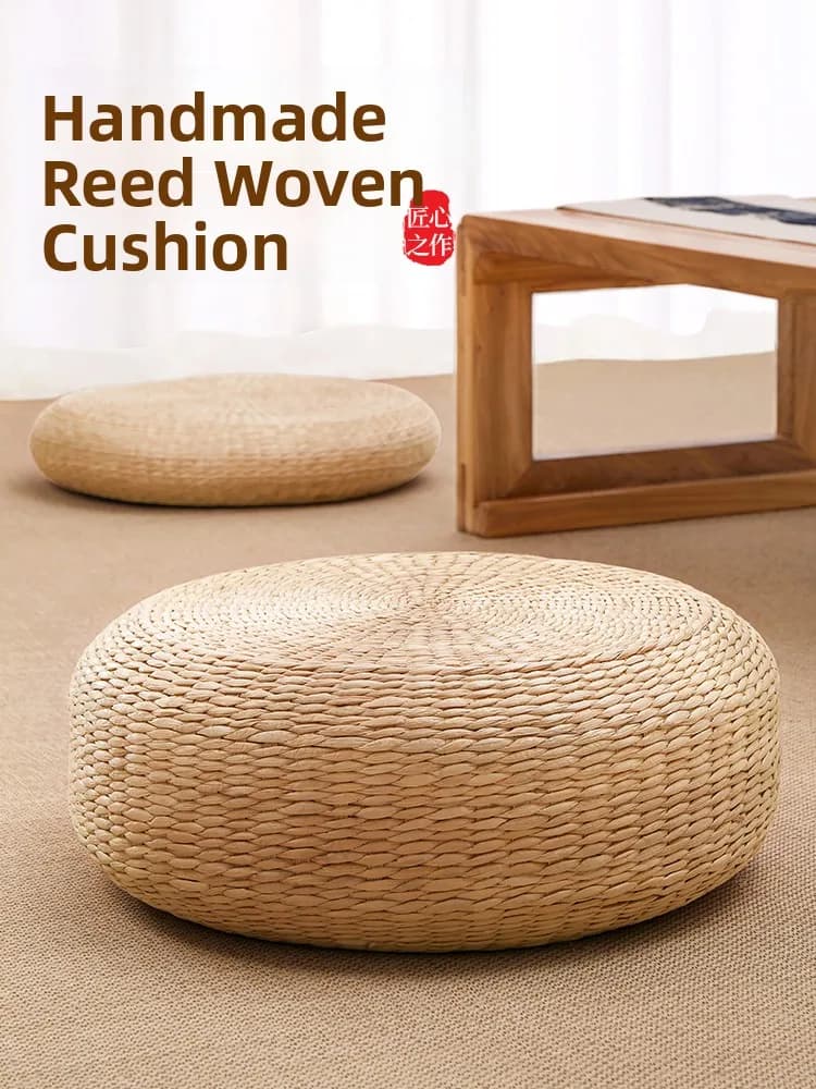 Rattan Woven Zafu Meditation Pad Tatami Style Yang Cushion Lazy Person Floor Cross Legging Padded Home Decor