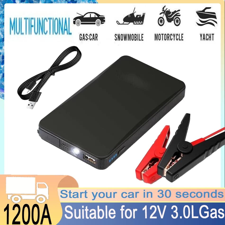 Avviatore di emergenza per auto per dispositivo di avviamento Auto Power Bank Booster 12V Avviatore di emergenza per auto a benzina: un must have per lunghi viaggi su strada