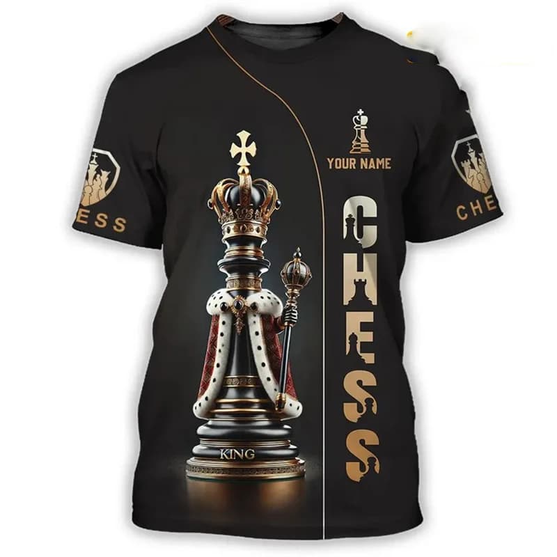 Moda Re degli Scacchi T-shirt Per Gli Uomini Cavaliere Pezzo degli Scacchi 3D Stampa Girocollo T Camicette Estate Casual Gioco Per Bambini Allentato Tee Top