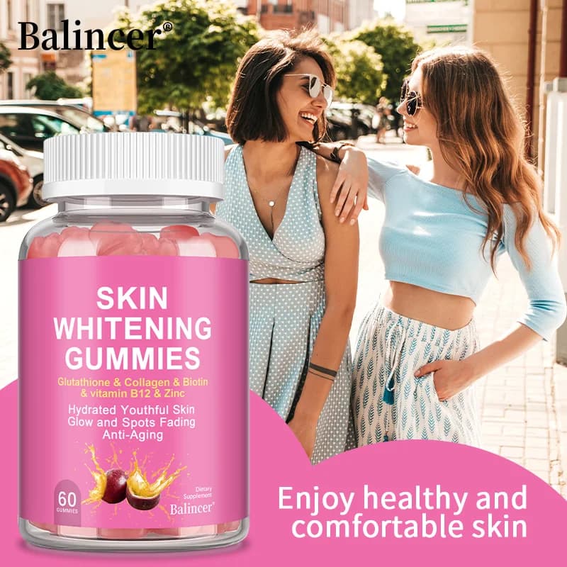 Caramelle gommose al glutatione, contenenti vitamina C e antiossidanti, sbiancano la pelle, promuove le articolazioni sane, i capelli, le unghie e le unghie e purificano la pelle