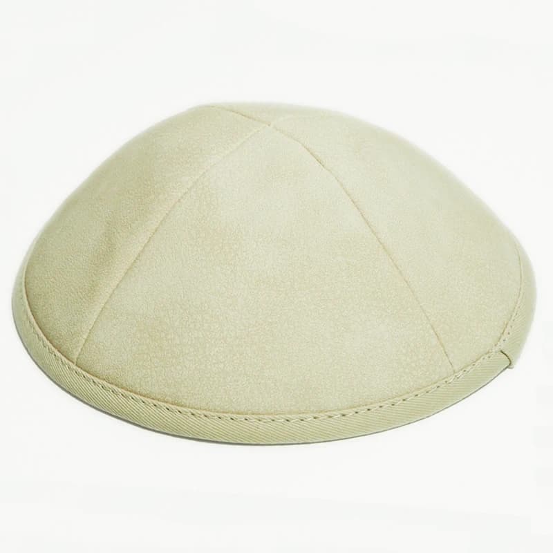 Cappello Kippa Judaica jacquard all'ingrosso in pelle bianca avorio Berretto musulmano Logo personalizzato Kippot ebraico Kippah per regalo di nozze.