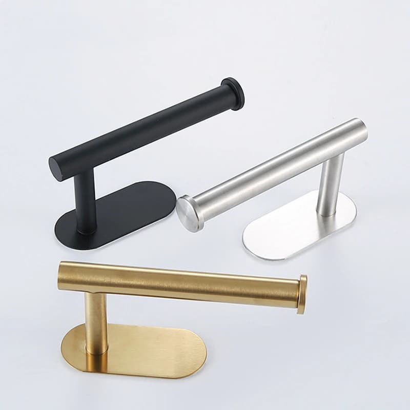 Adhesive Punch-free Toilet Roll Paper Towel Holder Organizer Wall Mount Storage Kitchen Bathroom No Drill Tissue Dispenser