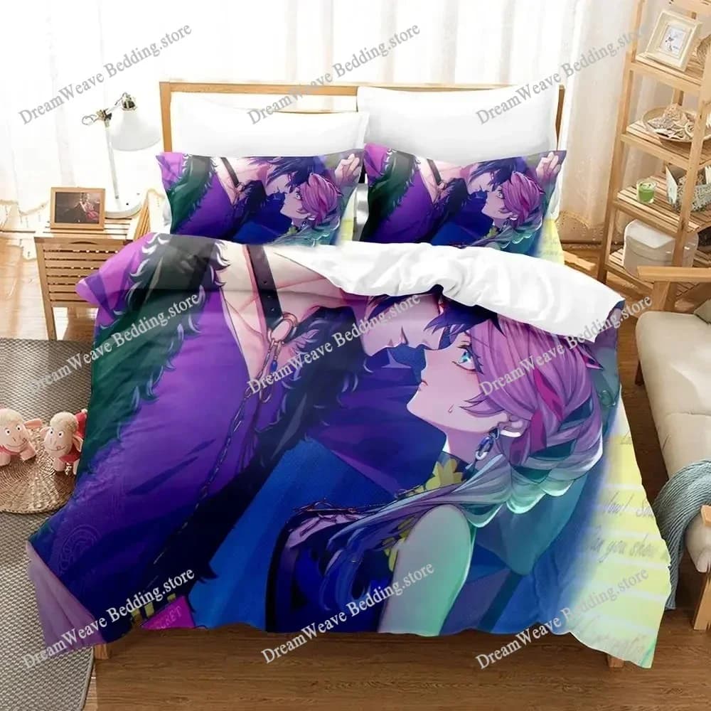 Set di Biancheria da Letto Anime Game Cupid Parasite, Copripiumino, Set Completo con Federe, Coperta, Misura King Queen per Ragazzi e Adulti 963