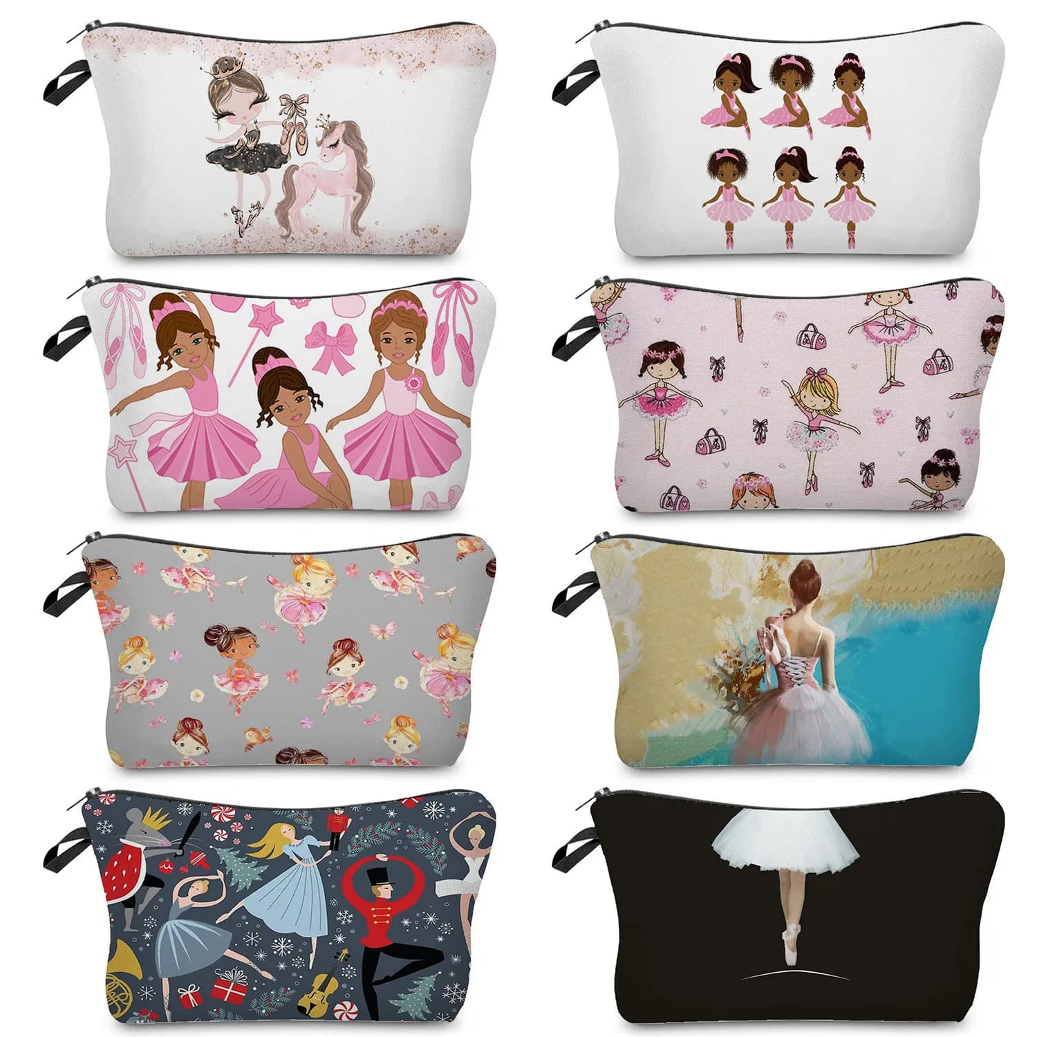 Borse Cosmetiche Stampate con Motivo Ballet Art Girl, Organizer per Articoli da Toeletta, Astucci Scolastici Quotidiani, Borsa Pratica per il Trucco da Esterno per Donna