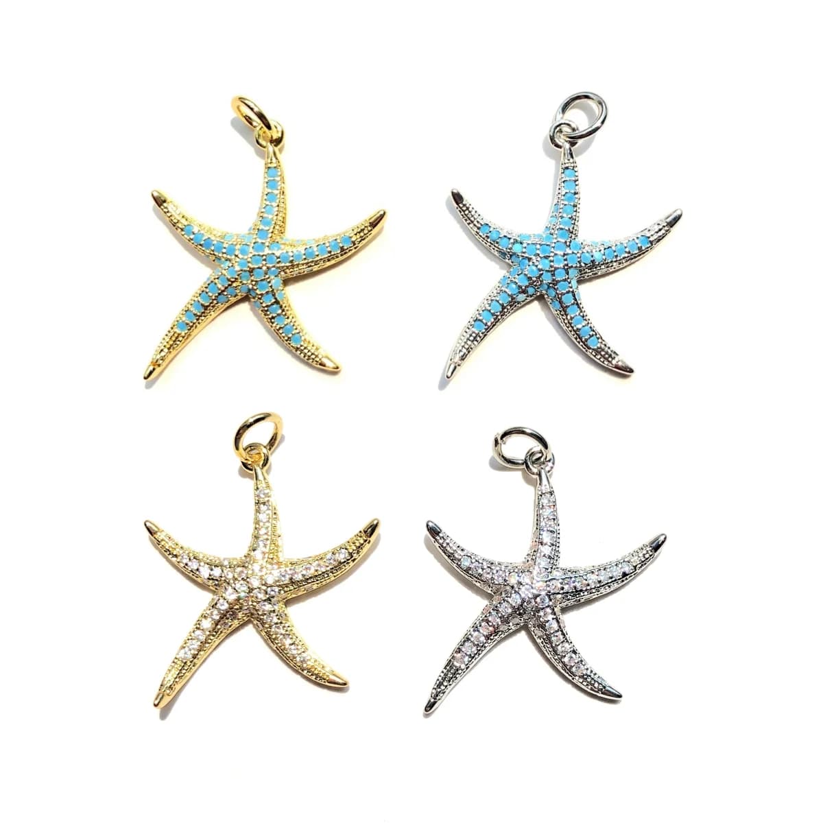 5 Pezzi Ciondoli a Stella Marina con Zirconia Turchese Trasparente, Pendenti a Stella Trendy per Bracciali, Collane, Orecchini, Componenti per Creazione di Gioielli