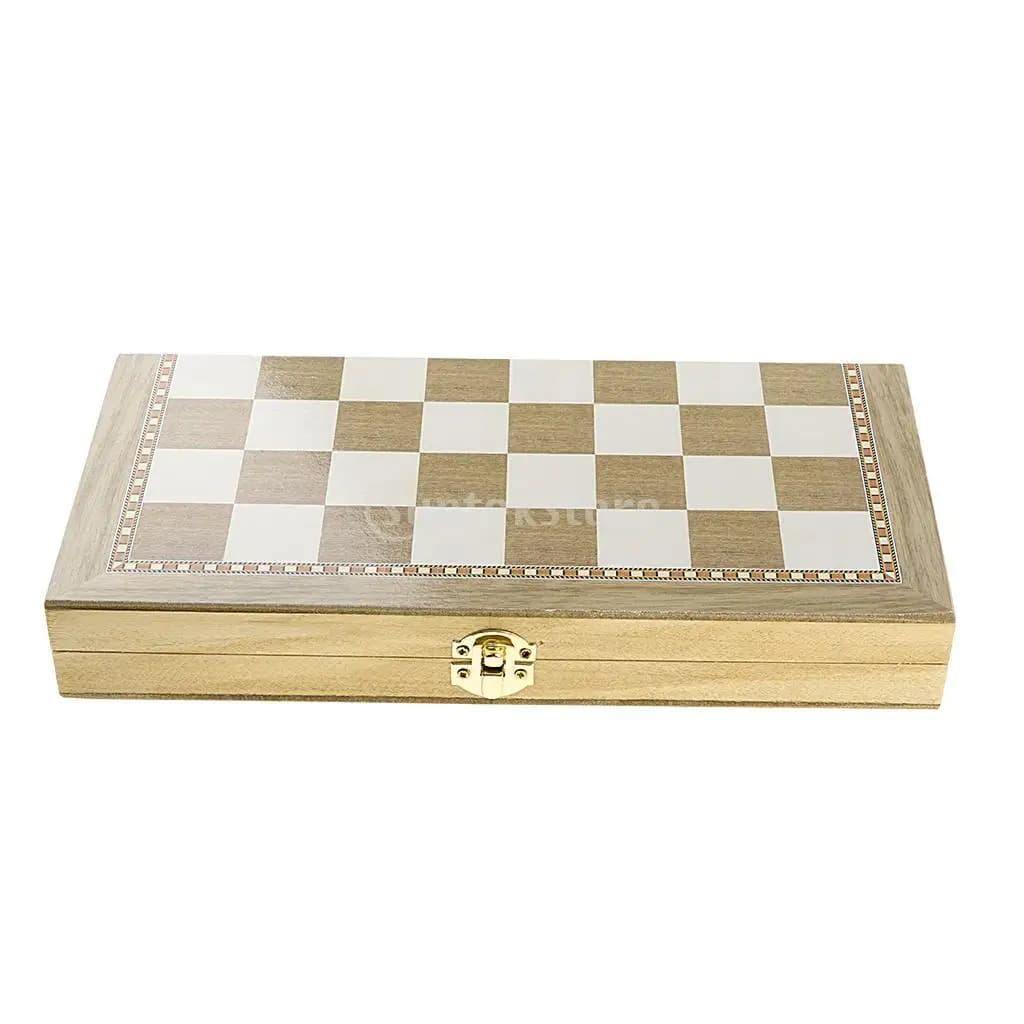 Scacchi Dama Backgammon Set Gioco da tavolo pieghevole in legno per 2 giocatori Ideale per l'home school office