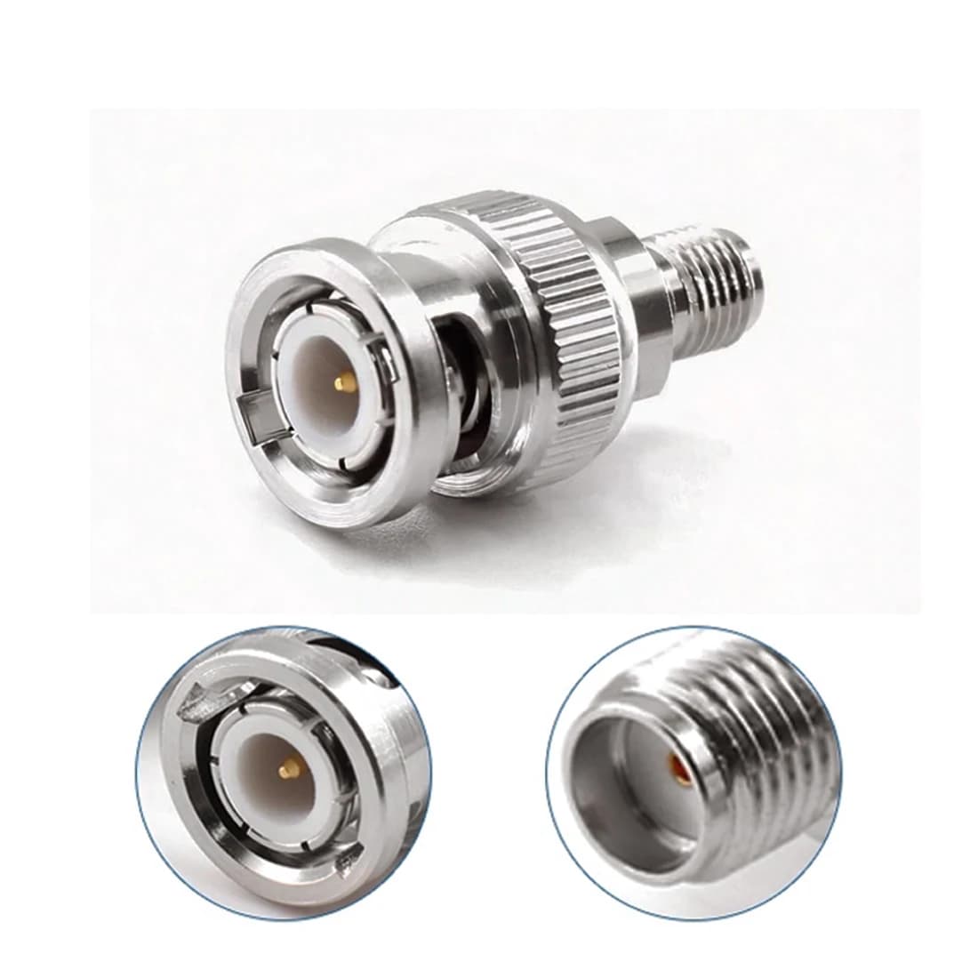 Convertitore adattatore coassiale RF da spina maschio BNC a jack femmina SMA da 1 pz dritto nichelato per antenna Wifi