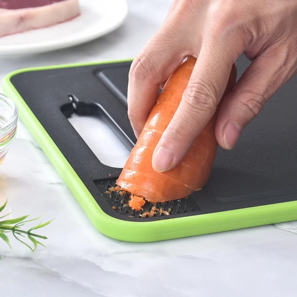 4 in 1 Defrosting Cutting Board Rectangular with Grater Sharpener Chopping Board Double Sided Quick Defrosting Tray Frozen Meat
