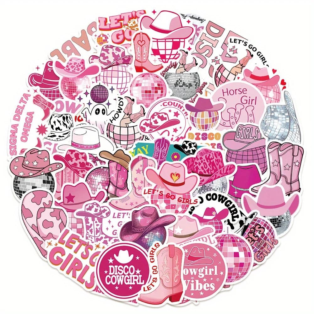50 Pezzi Adesivi Decorativi Graffiti Disco Cowgirl per Valigie, Bottiglie d'Acqua, Quaderni, Skateboard, Autoadesivi