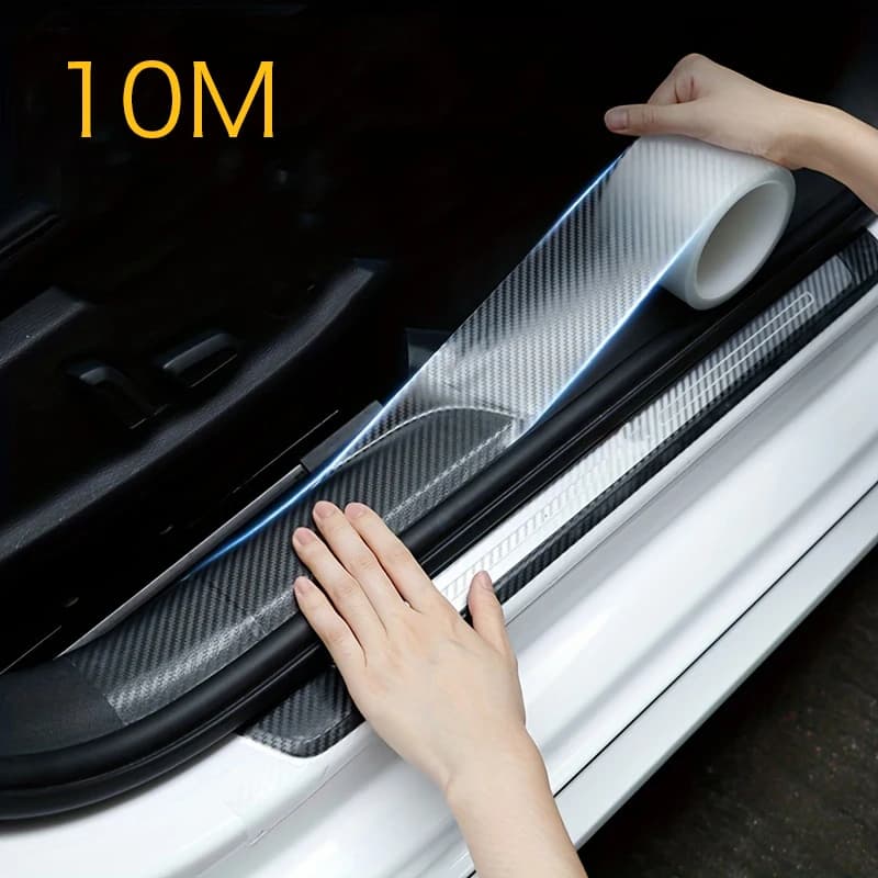 Carbon Fiber Car Door Edge Bumper Protector 3D Sticker Tape Wrap Transparent Anti-Scratch Film Vehicle Protect Waterproof Body