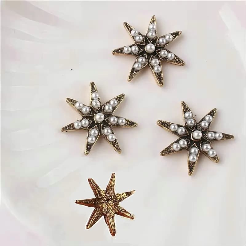 5Pcs Rhinestone Pearl Flower Plate Diamond Button Jewelry Scarf For Hair Accessories Sewing Decorative Clothing Coat Buttons