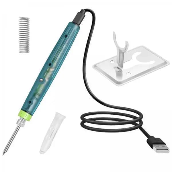 Set Saldatore USB in Acciaio Inossidabile, Attrezzatura Portatile per Saldatura con Supporto per Gioielli e Circuiti Stampati