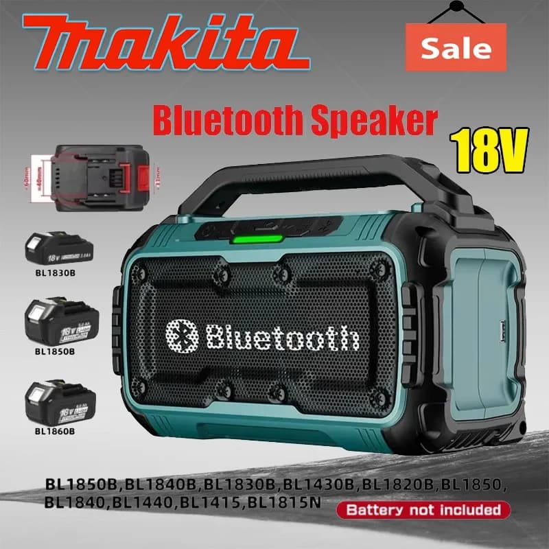 Wireless Bluetooth Speaker, portable surround speakers, double channel subwoofer speaker for Makita 18V battery (no battery)