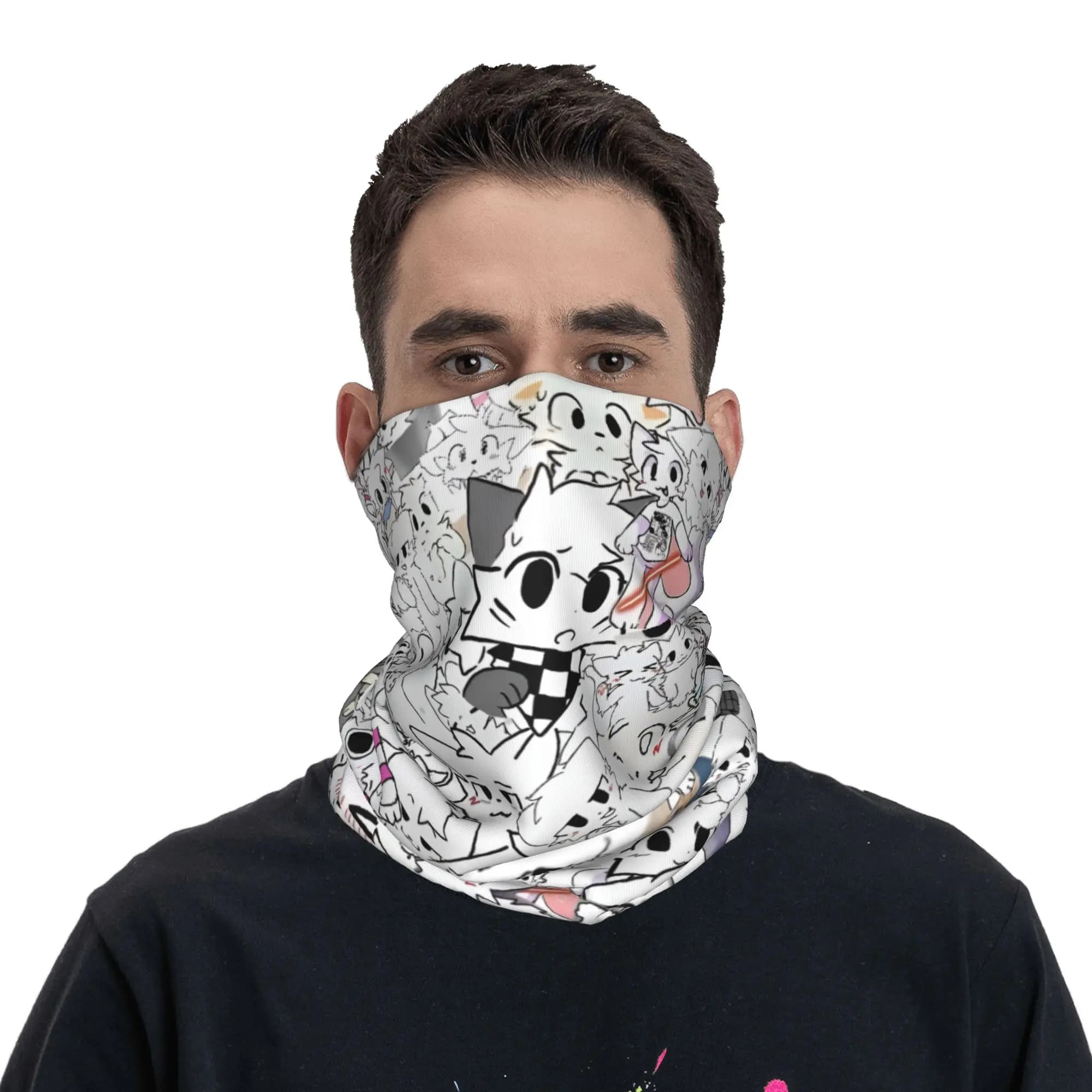 Scaldacollo personalizzato Boykisser Silly Cat per escursioni e ciclismo, sciarpa avvolgente unisex, passamontagna a cartoni animati