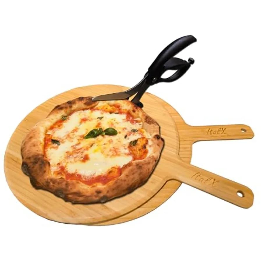 Set di 2 Taglieri Deluxe per Pizza da 14 Pollici con Forbici EZ per Pizza