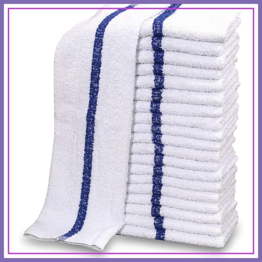 Set di 12 Panni da Bar in Misto Cotone Bianco 16x19 28oz, Strofinacci per Pulizia Cucina