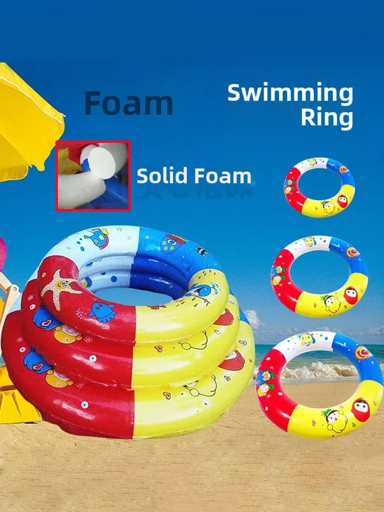 Anello Galleggiante Gonfiabile in Schiuma Ispessita per Adulti e Bambini, Non Necessita di Gonfiaggio, Anello Galleggiante Resistente per Giochi d'Acqua
