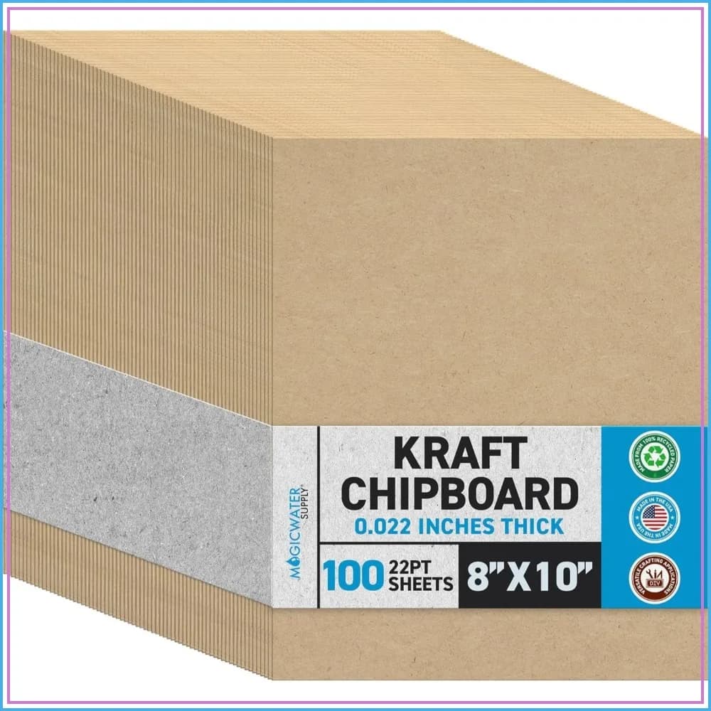 22 pt Heavy Duty Kraft Chipboard Sheets 8x10 Inch 100 Pack for DIY Crafts, Scrapbooking, Bookbinding, Picture Frame Backing
